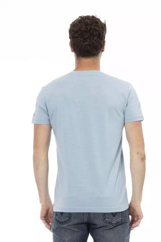 Light Blue Cotton Men T-shirt