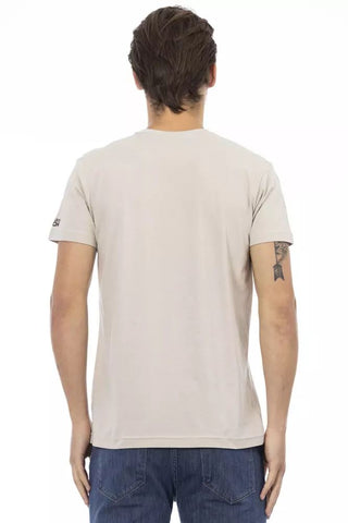 Beige Cotton Men T-shirt