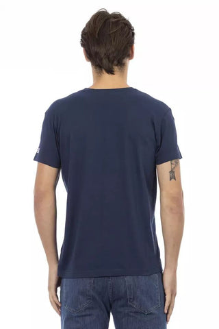 Blue Cotton Men T-shirt