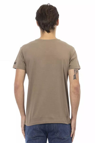 Brown Cotton Men T-shirt