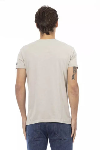 Beige Cotton Men T-shirt