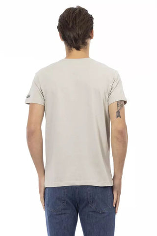 Beige Cotton Men T-shirt