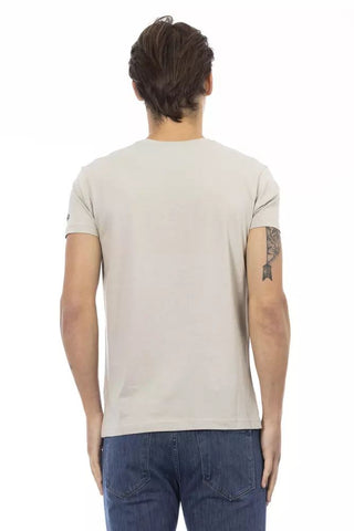 Beige Cotton Men T-shirt