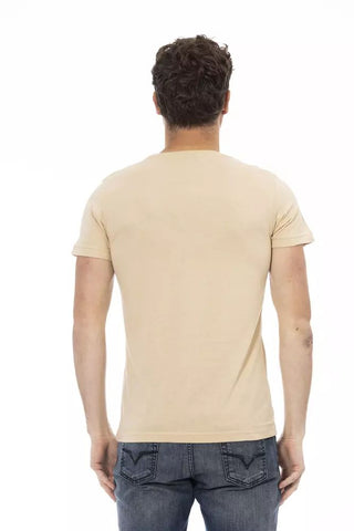 Beige Cotton Men T-shirt