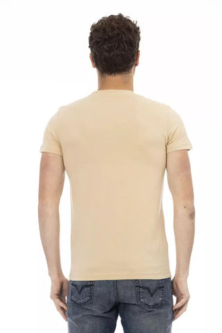 Beige Cotton Men T-shirt