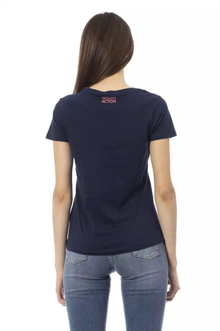 Blue Cotton Women T-shirt