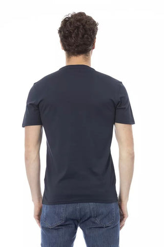 Blue Cotton Men T-shirt