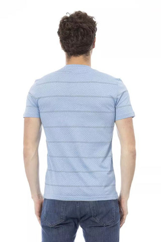 Light Blue Cotton Men T-shirt