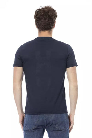 Blue Cotton Men T-shirt