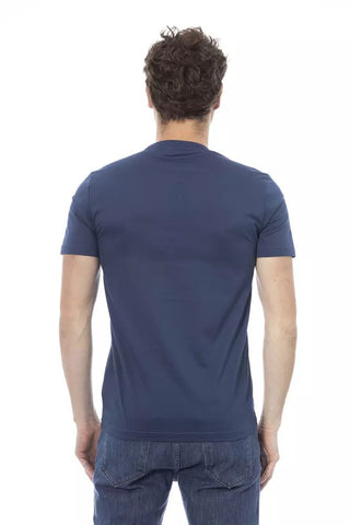 Blue Cotton Men T-shirt