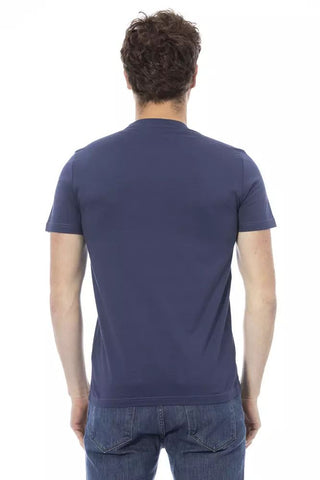 Blue Cotton Men T-shirt