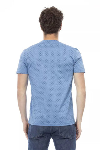 Light Blue Cotton Men T-shirt