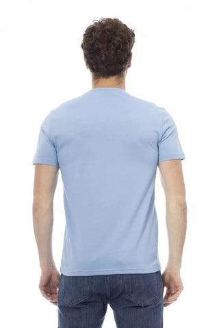 Light Blue Cotton Men T-shirt