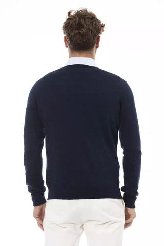 Blue Wool Men Sweater