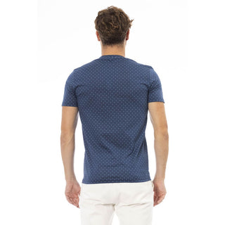 Blue Cotton Men T-shirt