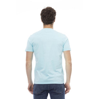 Light Blue Cotton Men T-shirt