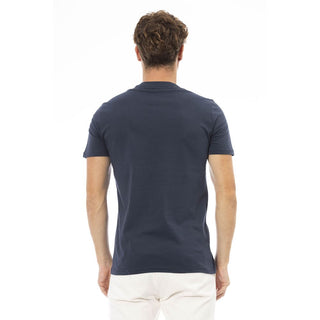 Blue Cotton Men T-shirt