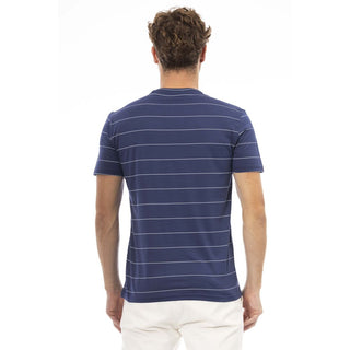 Blue Cotton Men T-shirt