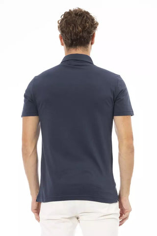 Blue Cotton Men Polo