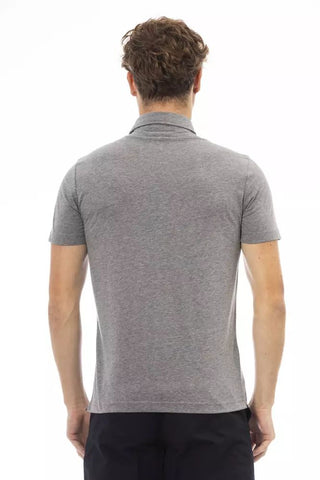 Gray Cotton Men Polo