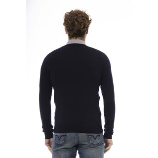 Blue Wool Men Sweater