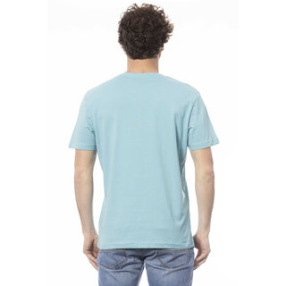 Light Blue Cotton Men T-shirt