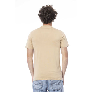 Beige Cotton Men T-shirt