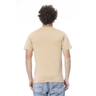 Beige Cotton Men T-shirt