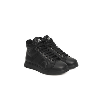 Black Leather Women Sneaker