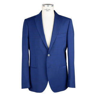 Elegant Two-button Men's Suit In Blue