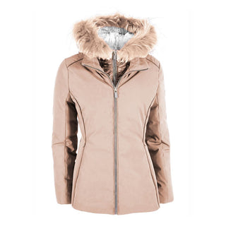 Chic Beige Down Jacket With Fur Hood - Luxury for You