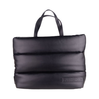 Elegant Black Padded Eco-leather Shopper