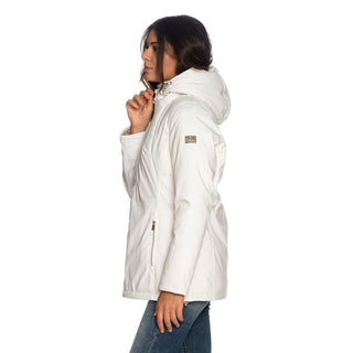 Chic White Hooded Down Jacket For Women