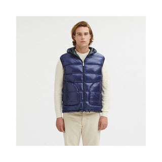 Reversible Centogrammi Hooded Vest In Blue/grey