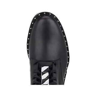 Studded Calfskin Lace-up Ankle Boots