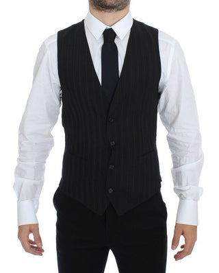 Elegant Striped Wool Dress Vest - Luxury for You