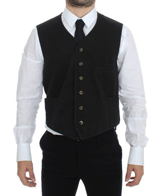 Elegant Black Cotton Blend Dress Vest - Luxury for You