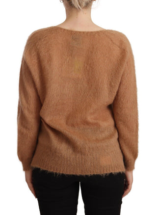 Chic Brown Knit Cardigan With Front Button Closure