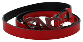 Chic Red Leather Waist Belt With Black-tone Buckle - Luxury for You