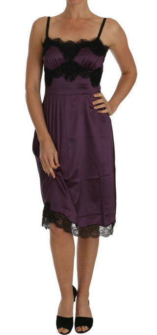 Elegant Purple Silk Lace Chemise Dress - Luxury for You