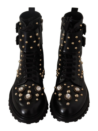 Black Crystal-studded Formal Boots