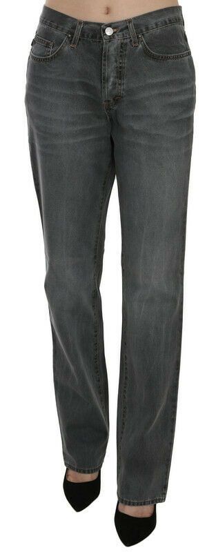 Chic Gray Mid Waist Straight Leg Jeans - Luxury for You