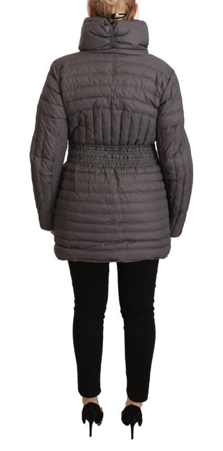 Elegant Quilted Long Jacket With Logo Patch