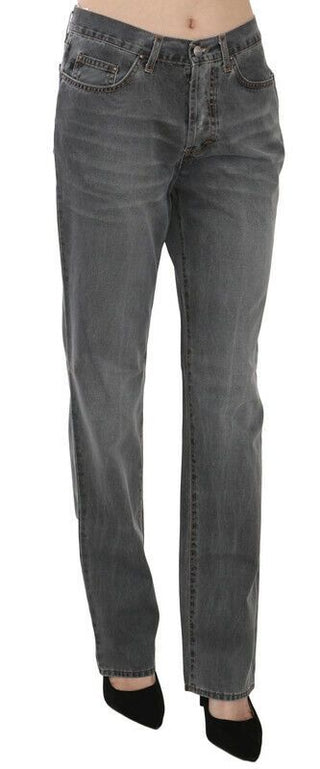 Chic Gray Mid Waist Straight Leg Jeans - Luxury for You