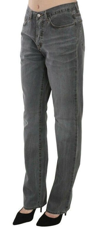 Chic Gray Mid Waist Straight Leg Jeans - Luxury for You