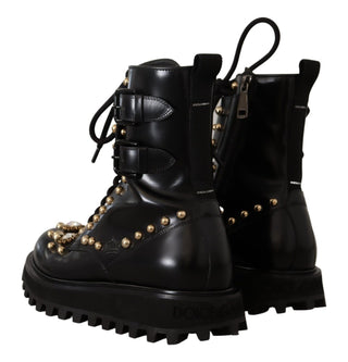 Black Crystal-studded Formal Boots