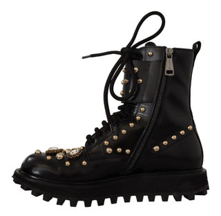 Black Crystal-studded Formal Boots