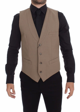 Elegant Beige Cotton Dress Vest – Slim Fit - Luxury for You