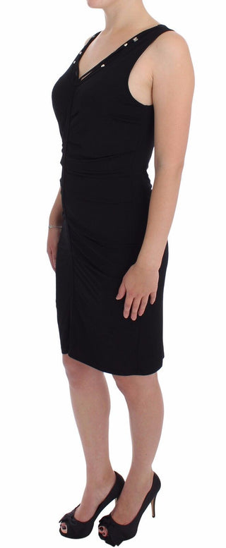 Elegant Black Sheath Jersey Knee-length Dress - Luxury for You