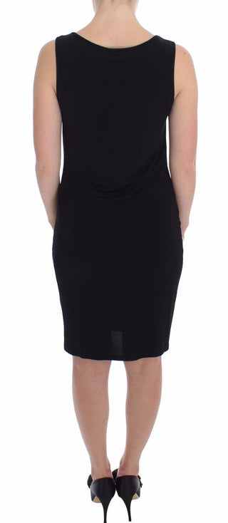 Elegant Black Sheath Jersey Knee-length Dress - Luxury for You